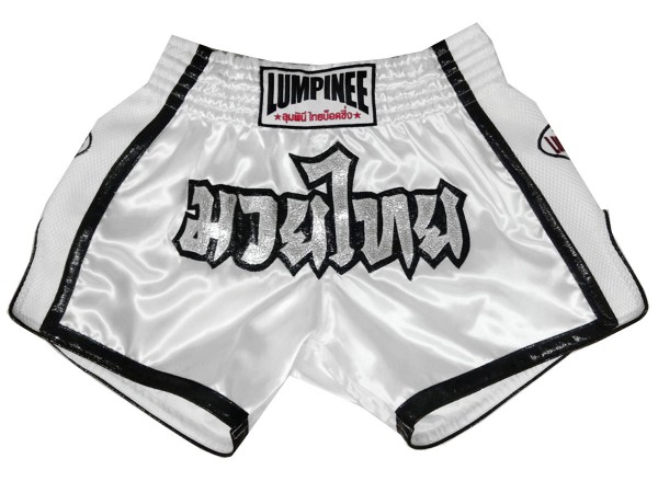 Lumpinee Muay Thai Shorts : LUMRTO-005-White | MuayThaiChoice.com