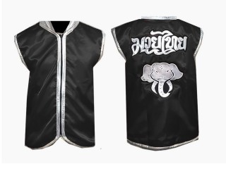 Kanong Custom Muay Thai Boxing Cornerman Jacket : Black Elephant