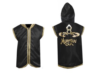 Kanong Custom Muay Thai Hoodies / Walk in Hoodies Jacket : Black Lai Thai