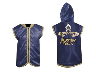 KANONG Custom Muay Thai Hoodies / Walk in Hoodies Jacket : Navy Lai Thai
