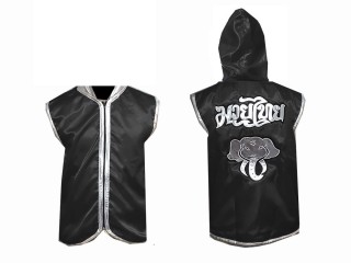 Kanong Custom Muay Thai Hoodie / Walk in Jacket : Black / Elephant