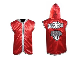 Kanong Custom Muay Thai Hoodie / Walk in Jacket : Red / Elephant