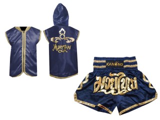 Custom Muay Thai Hoodies + Muay Thai Shorts : Navy Lai Thai