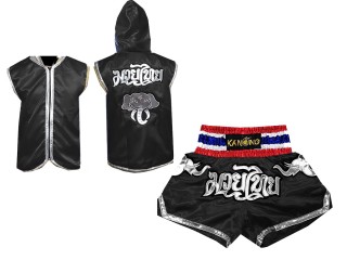 Custom Muay Thai Hoodies + Muay Thai Shorts : Black Elephant