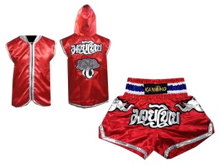 Custom Muay Thai Hoodies + Muay Thai Shorts : Red Elephant