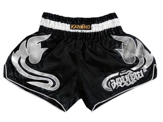 Kanong Retro Thai Boxing Shorts : KNSRTO-209-Black