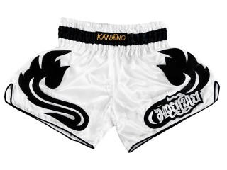 Kanong Retro Thai Boxing Shorts : KNSRTO-209-White