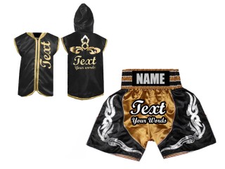 Custom Boxing Hoodie and Shorts set : Gold