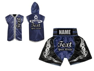 Custom Boxing Hoodies + Boxing Shorts : Navy
