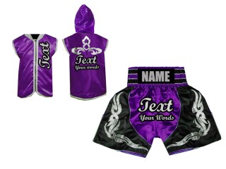 Custom Boxing Hoodies + Boxing Shorts : Purple