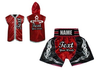 Custom Boxing Hoodie and Shorts set : Red