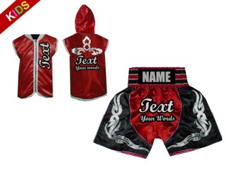 Custom Kids Boxing Hoodies + Boxing Shorts : Red