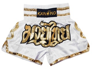 Kanong Kids Muay Thai Kick boxing Shorts : KNS-121-White-K