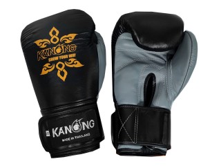 Kanong Genuine Leather Boxing Gloves : Black/Grey