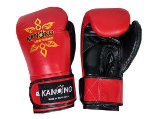 Kanong Genuine Leather Boxing Gloves : Red/Black