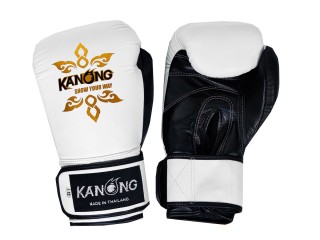 Kanong Genuine Leather Boxing Gloves : White/Black