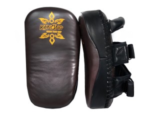 Kanong Leather Curved Muay Thai Kick Paos : Brown/Black