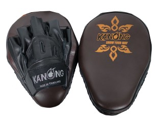 Kanong Real Leather Muay Thai Punch Mitts : Brown/Black