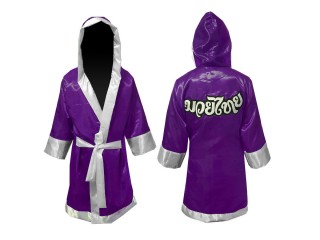 Kanong design your own Muay Thai Fight Robe with hood : Purple