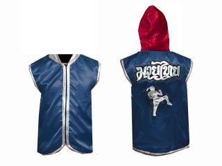 KANONG Custom Boxing Hoodie / Muay Thai Jacket: Navy with Red Hood