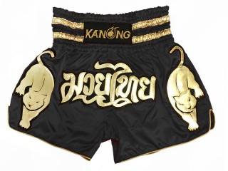 Kanong Tiger walk Muay Thai boxing Shorts : KNS-135-Black
