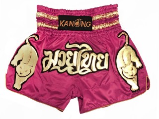 Kanong Tiger walk Muay Thai boxing Shorts : KNS-135-DarkPink