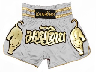 Kanong Tiger walk Muay Thai boxing Shorts : KNS-135-Grey