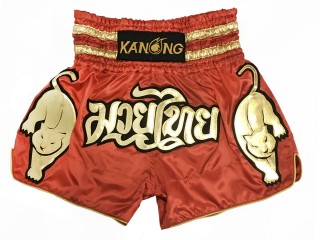 Kanong Tiger walk Muay Thai boxing Shorts : KNS-135-Red