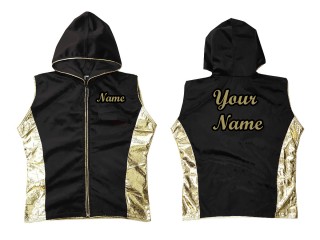 KANONG Custom Boxing Hoodie / Muay Thai Jacket : Black Gold