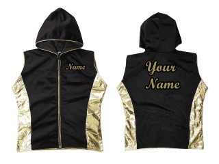 Kanong Custom Boxing Hoodie / Muay Thai Jacket : Black Gold