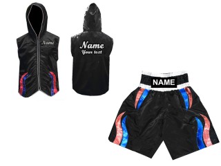 Custom Boxing Hoodie and Shorts set : KNCUSET-004-Black
