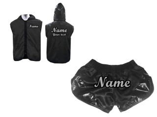 Custom Boxing Hoodies and Shorts : Retro Black