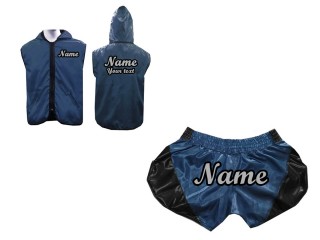 Custom Muay Thai Hoodies + Muay Thai Shorts : Retro Navy