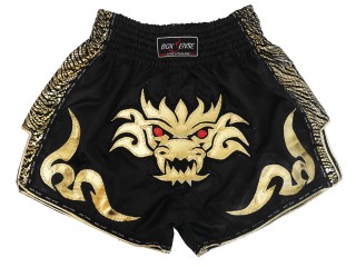 Boxsense Retro Thai Boxing Shorts : BXSRTO-026-Black
