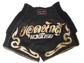 Boxsense Retro Thai Boxing Shorts : BXSRTO-027-Black