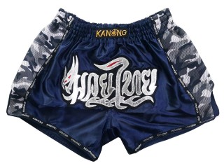 Kanong Retro Thai Boxing Shorts : KNSRTO-231-Navy