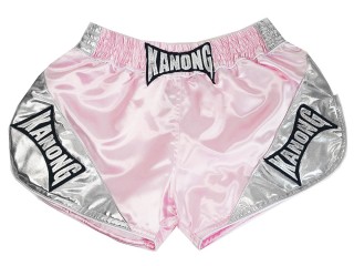 Kanong Women's Retro Thai Boxing Shorts : KNSRTO-201-Pink-Silver