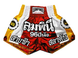 Lumpinee Muay Thai Shorts with tassles : LUM-001-Red