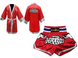 Kanong Custom Boxing costume- Boxing Robe : Purple-White